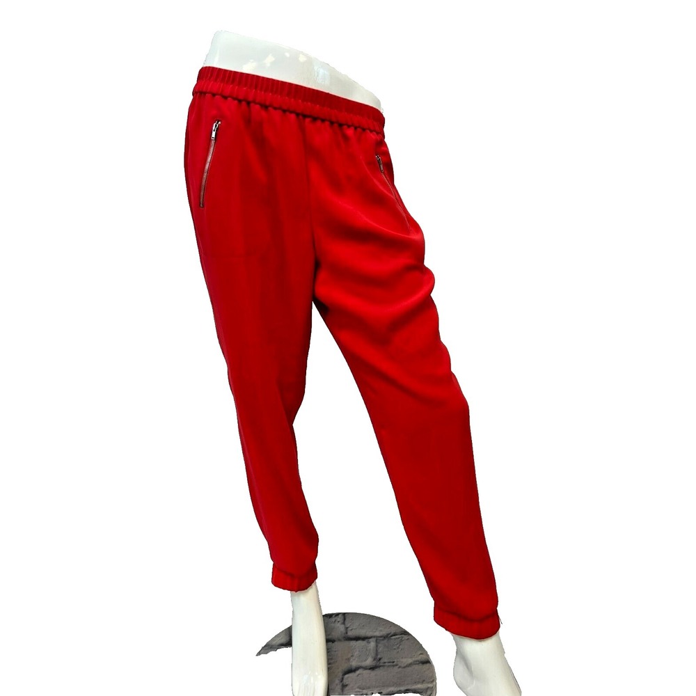 J.CREW Turner Jogger Pant Bright Red Polyester Pullon Stretch Waist Band SZ‎ 6